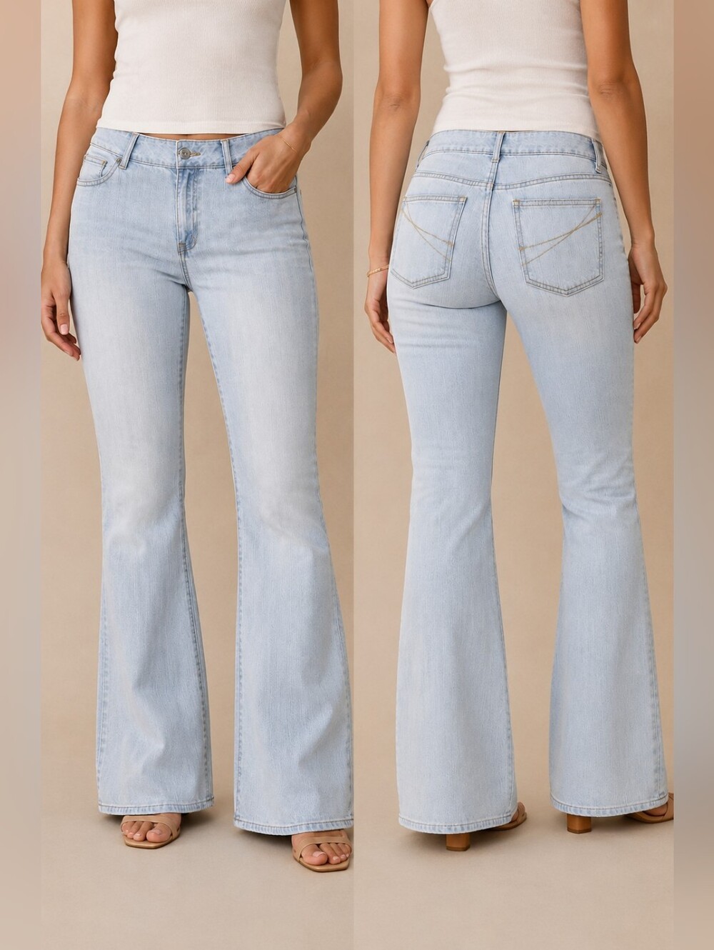 🌼👖 GAP Curvy Low Rise Y2K Flare Jeans Light Wash Classic Denim Women's Size 6R